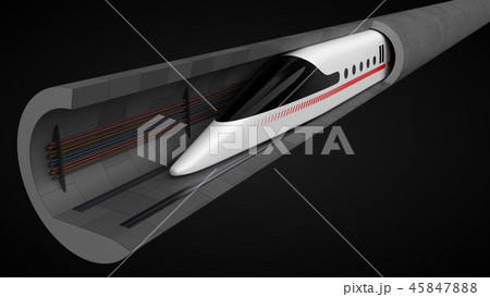 high speed train. concept design for magnetic levitation and vacuum tunnel technology. 3d 45847888