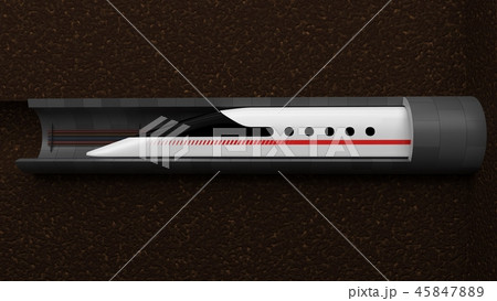 high speed train. concept design for magnetic levitation and vacuum tunnel technology. 3d 45847889