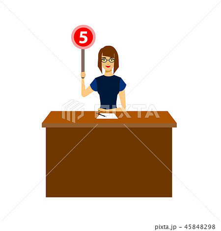 Cartoon Woman Judge Jury Character Showing or Voting Hand Up. Vector Cartoon Woman Judge Jury Character Showing or Voting Hand Up. Vector 45848298