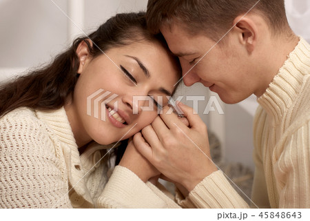 romantic couple closeup portrait, love concept  45848643