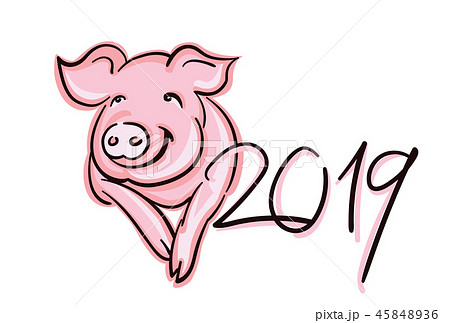 Cute Pig face vector silhouette - 2019 New Year symbol Cute Pig face vector silhouette - 2019 New Year symbol 45848936
