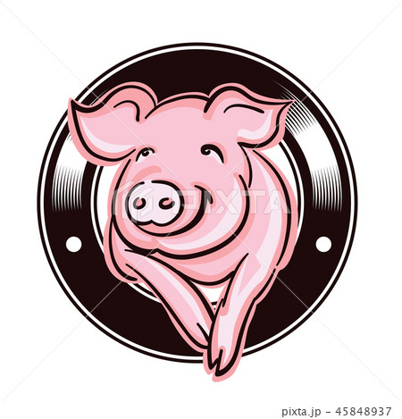 Pig head silhouette, good for the farm or restaurant icon. Vinta Pig head silhouette, good for the farm or restaurant icon. Vinta 45848937
