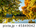 Lake House Surrounded By Colorful Fall Trees 45849042