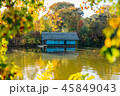 Lake House Surrounded By Colorful Fall Trees 45849043