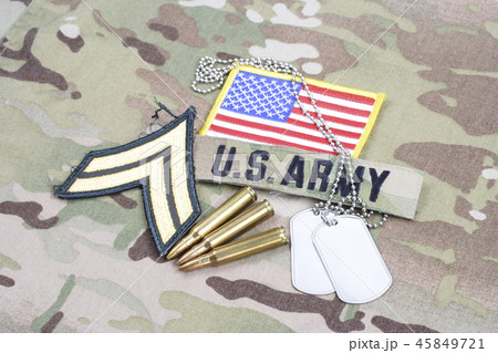 US ARMY Corporal rank patch, flag patch dog tags US ARMY Corporal rank patch, flag patch dog tags 45849721