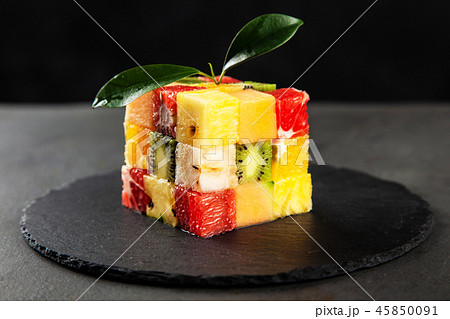 Fruit cube on white background 45850091