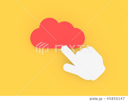 Hand cursor clicks on a cloud. Hand cursor clicks on a cloud. 45850147