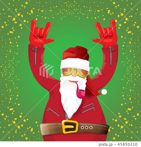vector DJ rock n roll santa claus with smoking pipe, santa beard and funky santa hat isolated on vector DJ rock n roll santa claus with smoking pipe, santa beard and funky santa hat isolated on 45850310