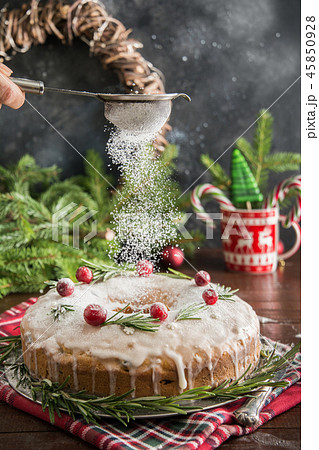 Traditional homemade Christmas cake. Holiday food. Traditional homemade Christmas cake. Holiday food. 45850928