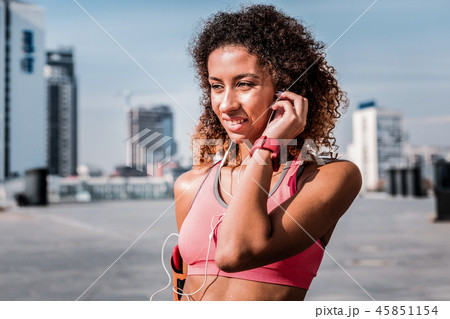 Portrait of a joyful attractive young woman 45851154