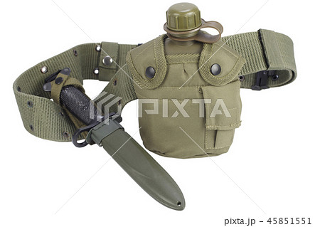 Army water canteen with bayonet and pistol belt Army water canteen with bayonet and pistol belt 45851551