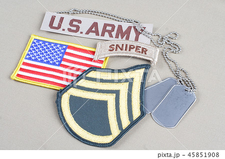 US ARMY Staff Sergeant rank patch, sniper tab US ARMY Staff Sergeant rank patch, sniper tab 45851908