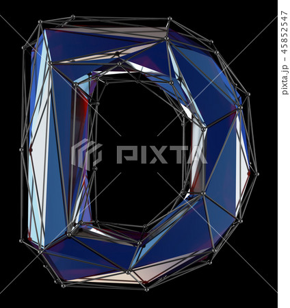 Capital latin letter D in low poly style blue color isolated on black background 45852547