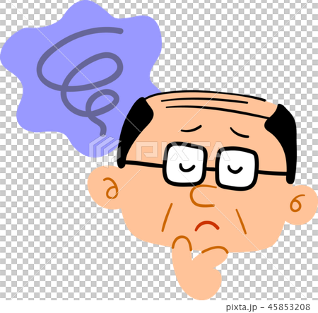 悩む中年の男性 不安 憂鬱のイラスト素材