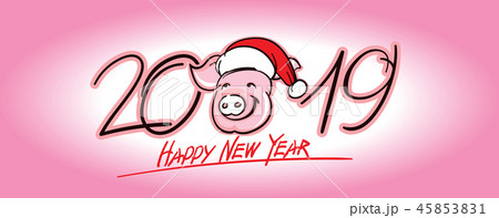 Cute Pig face vector silhouette - 2019 New Year symbol 45853831