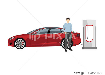 Man with electric car  45854022