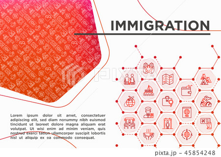 Immigration concept with thin line icons 45854248
