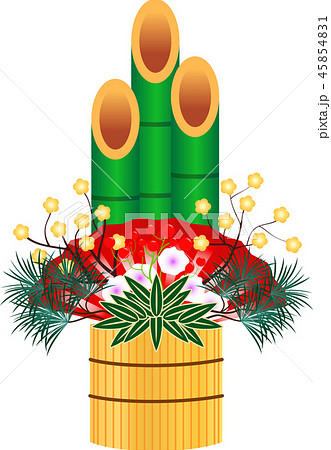 門松 正月 年賀状素材 飾りのイラスト素材