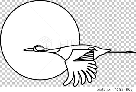 タンチョウヅル 飛ぶ イラスト 線画 シルエットのイラスト素材 45854903 Pixta