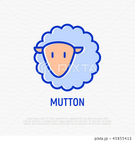 Cartoon sheep thin line icon 45855413