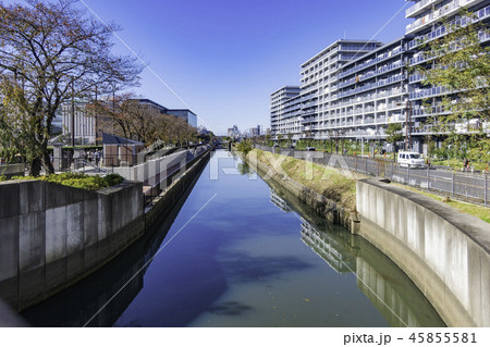 獨協大学前 伝右川の写真素材