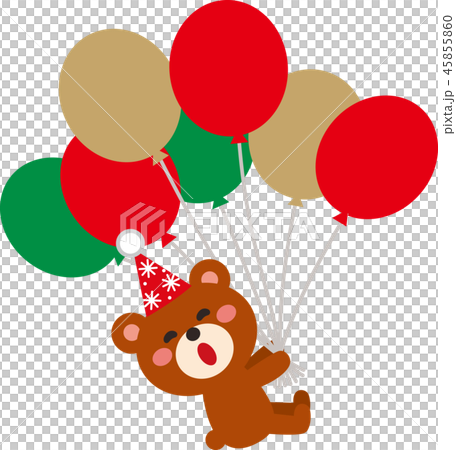 Christmas Bear flying with balloons. Vector material 45855860