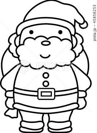サンタクロース かわいい クリスマス 12月 白黒のイラスト素材 45856253 Pixta