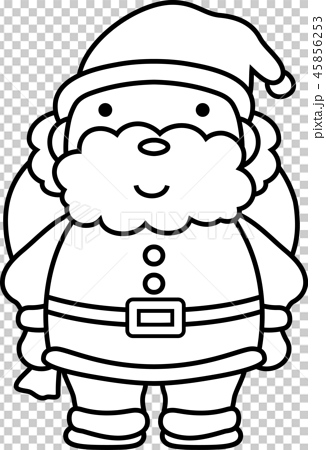 サンタクロース かわいい クリスマス 12月 白黒のイラスト素材