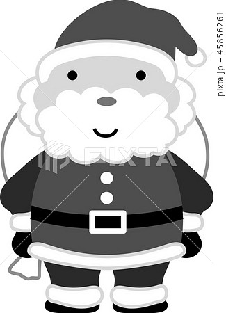 サンタクロース かわいい クリスマス 12月 白黒のイラスト素材 45856261 Pixta
