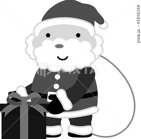 サンタクロース かわいい クリスマス 12月 白黒のイラスト素材 45856266 Pixta
