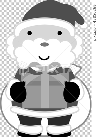サンタクロース かわいい クリスマス 12月 白黒のイラスト素材