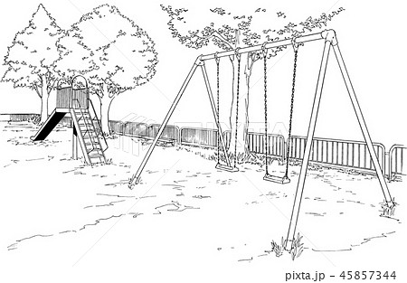 漫画風ペン画イラスト 公園のイラスト素材 45857344 Pixta