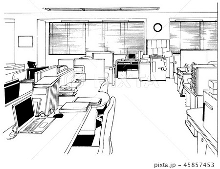 漫画風ペン画イラスト オフィス街のイラスト素材