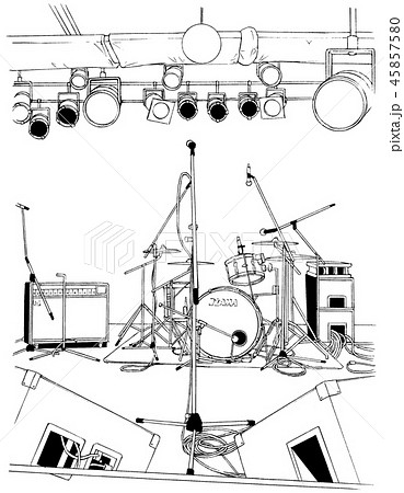 漫画風ペン画イラスト ライブハウスのイラスト素材