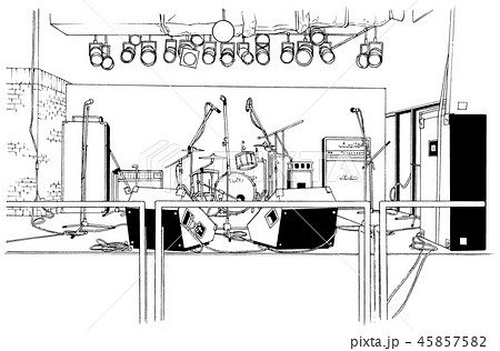 漫画風ペン画イラスト ライブハウスのイラスト素材