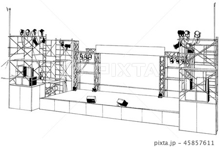 漫画風ペン画イラスト ステージのイラスト素材