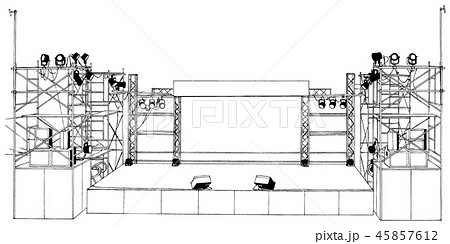 漫画風ペン画イラスト ステージのイラスト素材