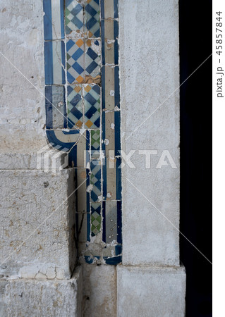 Colorful Lisbon Tiles Closeup Detail Shot 45857844