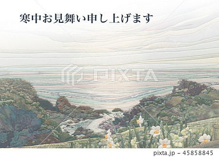 寒中見舞い 越前海岸　横位置 45858845