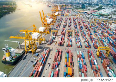 Logistics and transportation of container cargo Logistics and transportation of container cargo 45859427