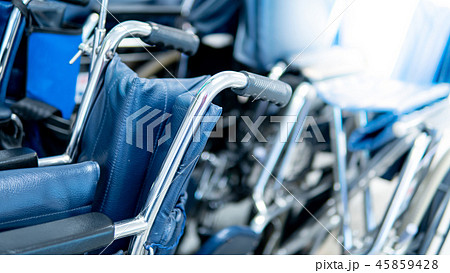 Group of folding wheelchair in hospital Group of folding wheelchair in hospital 45859428