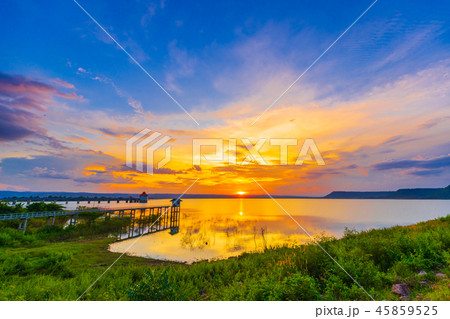 sunset at Lum Chae dam, Nakhon Ratchasima, Thailand 45859525