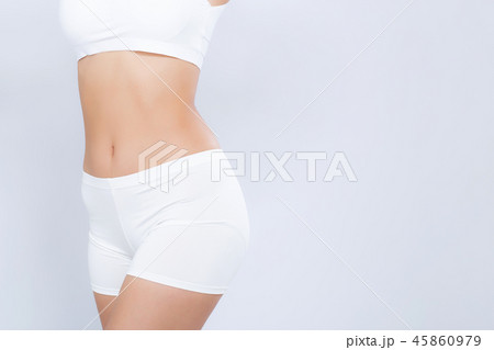 Closeup asian woman beautiful body diet with fit Closeup asian woman beautiful body diet with fit 45860979