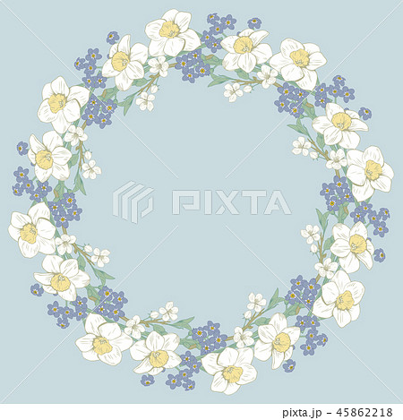 Floral round pattern on blue background. Vector illustration 45862218