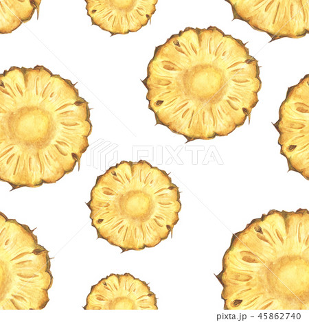 Seamless pattern with pineapple slices. 45862740