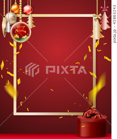 Christmas Balls Hanging with Golden frame,confetti 45863243