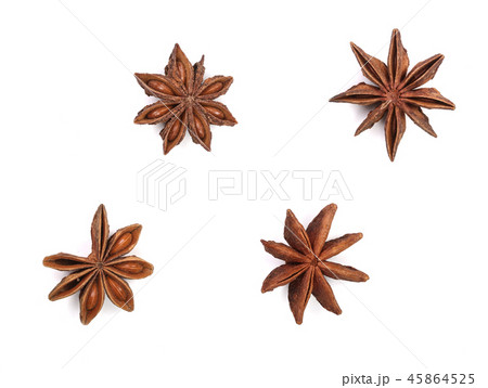 Star anise isolated on white background. Top view Star anise isolated on white background. Top view 45864525