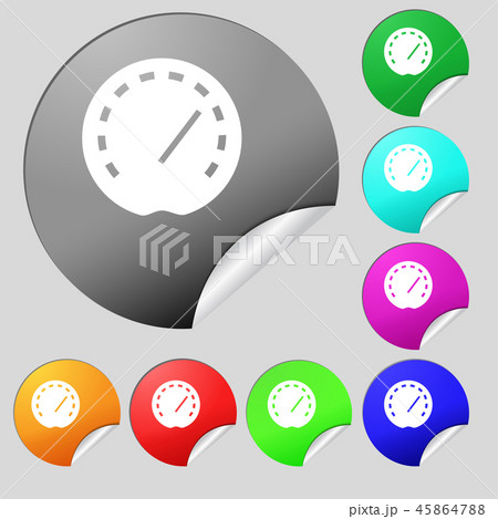 speedometer Icon sign. Set of eight multi colored speedometer Icon sign. Set of eight multi colored 45864788
