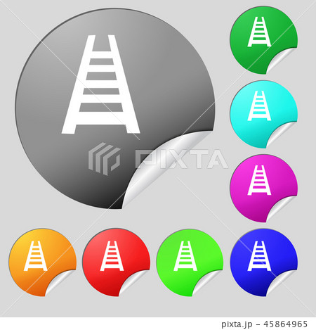 Railway track icon sign. Set of eight multi colore Railway track icon sign. Set of eight multi colore 45864965