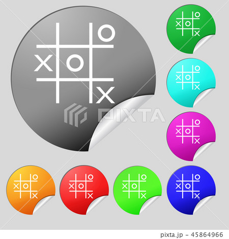 Tic tac toe game vector icon sign. Set of eight mu Tic tac toe game vector icon sign. Set of eight mu 45864966
